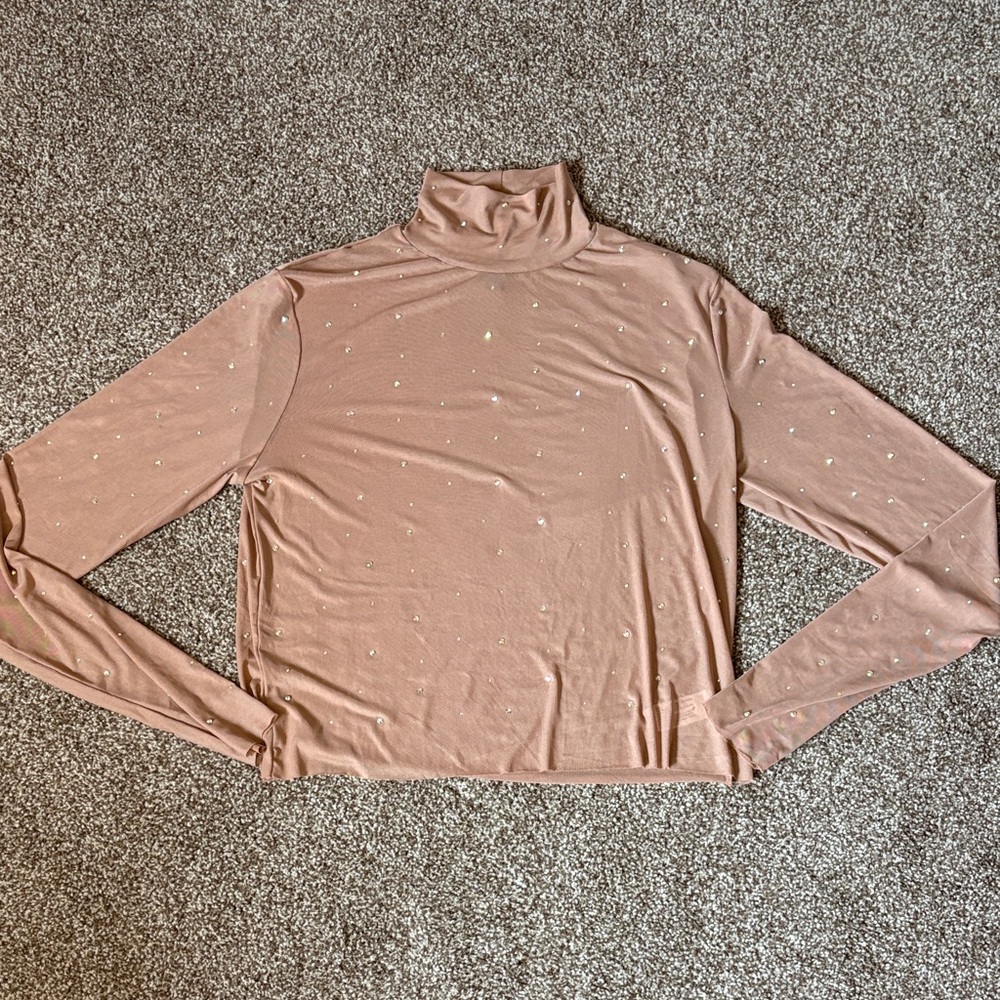sparkly sheer turtleneck top